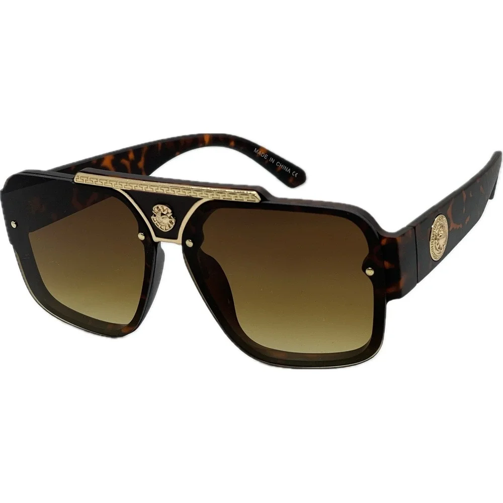 Square Frame Tortoise Shell Sunglasses Men's Designer Fashion Eyewear UV Protect